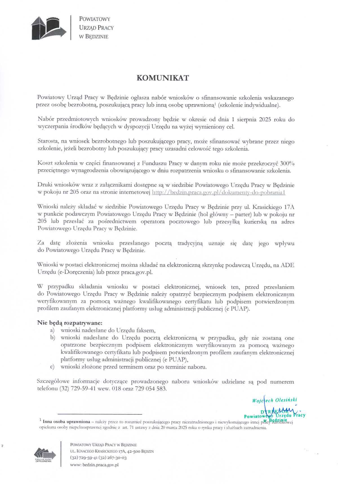 Zdjęcie artykułu Nabór wniosków o sfinansowanie szkoleń indywidualnych