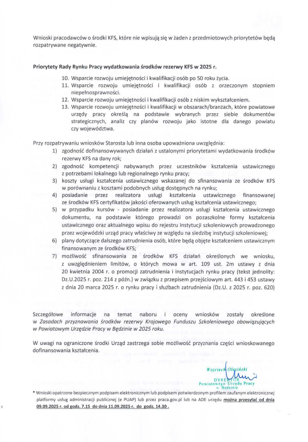Komunikat o naborze wniosków KFS
