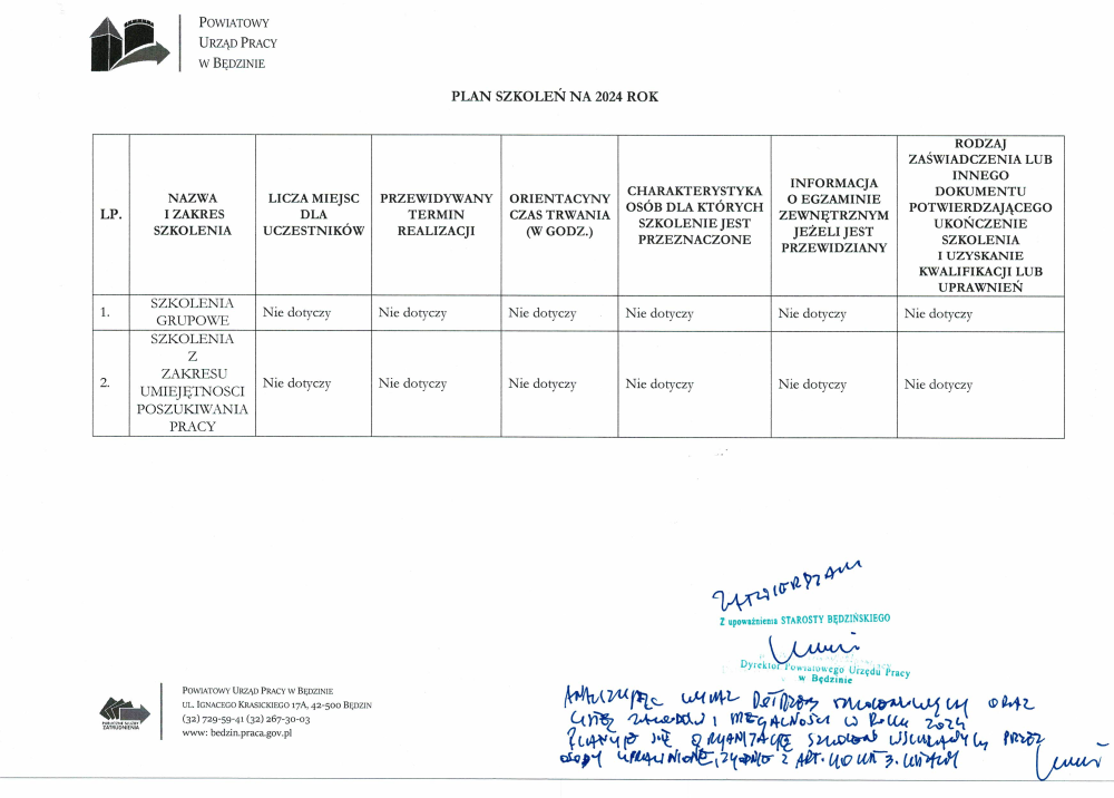 Plan szkoleń na 2024 rok
